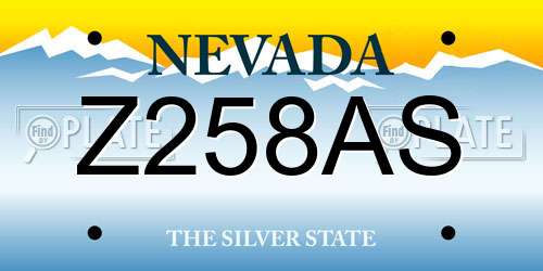 Z258AS Nevada License Plate