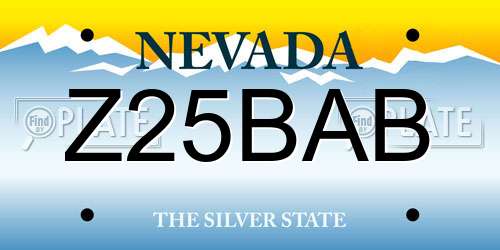 Z25BAB Nevada License Plate