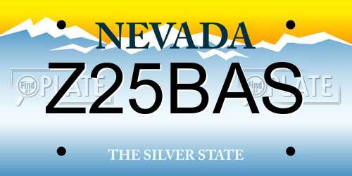Z25BAS Nevada License Plate
