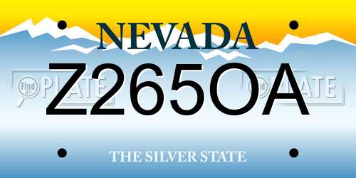 Z265OA Nevada License Plate