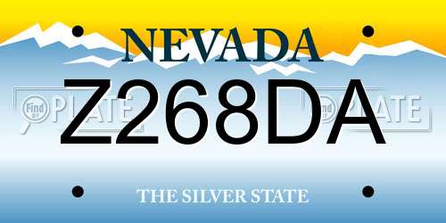 Z268DA Nevada License Plate