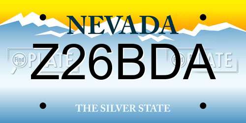 Z26BDA Nevada License Plate