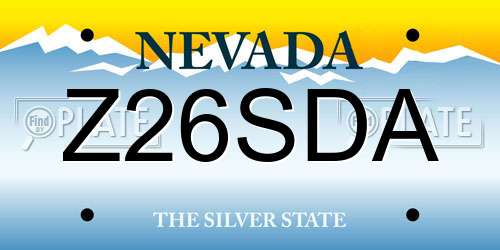 Z26SDA Nevada License Plate