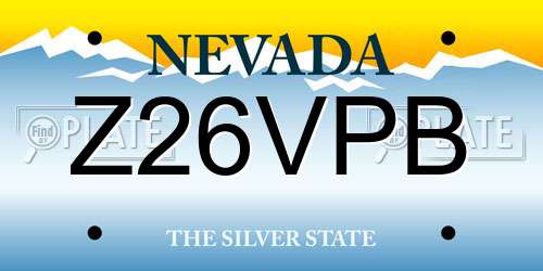 Z26VPB Nevada License Plate