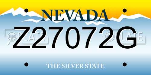 Z27072G Nevada License Plate