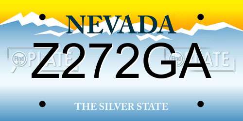 Z272GA Nevada License Plate