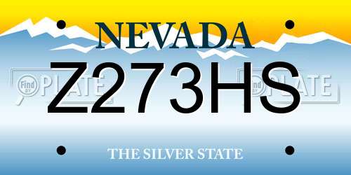 Z273HS Nevada License Plate