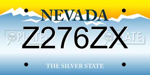 Z276ZX Nevada License Plate