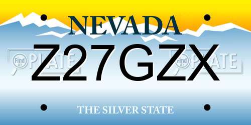 Z27GZX Nevada License Plate