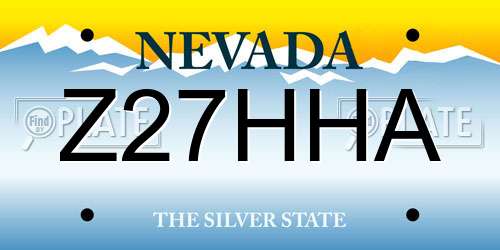 Z27HHA Nevada License Plate