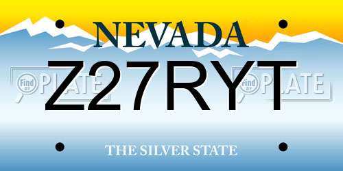 Z27RYT Nevada License Plate