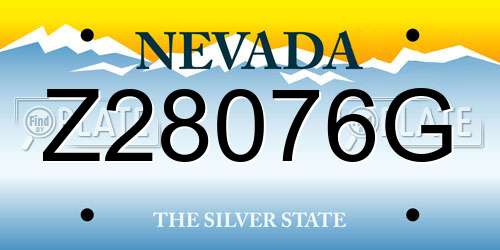 Z28076G Nevada License Plate