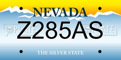 Z285AS Nevada License Plate