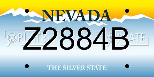 Z2884B Nevada License Plate