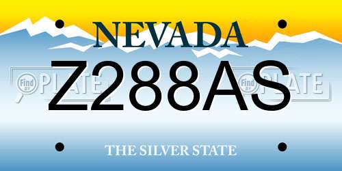 Z288AS Nevada License Plate