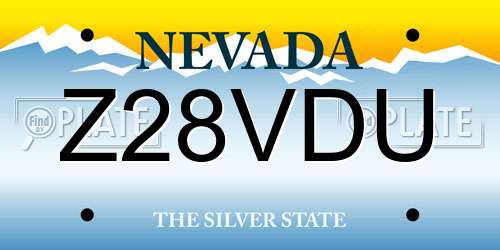Z28VDU Nevada License Plate