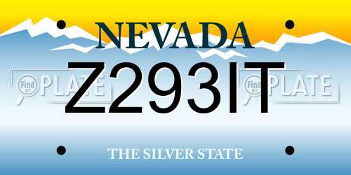 Z293IT Nevada License Plate