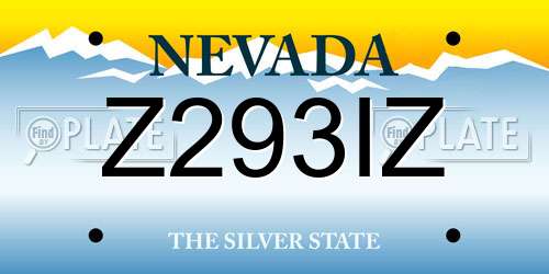 Z293IZ Nevada License Plate