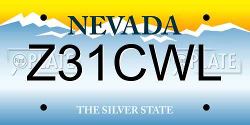Z31CWL Nevada License Plate