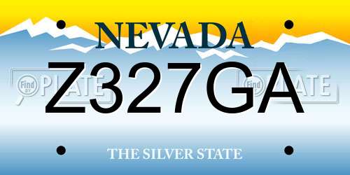 Z327GA Nevada License Plate