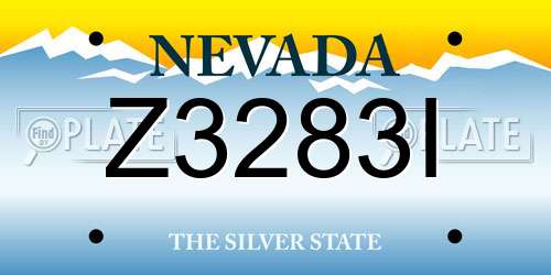 Z3283I Nevada License Plate