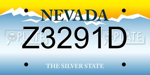 Z3291D Nevada License Plate