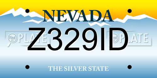 Z329ID Nevada License Plate