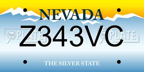 Z343VC Nevada License Plate
