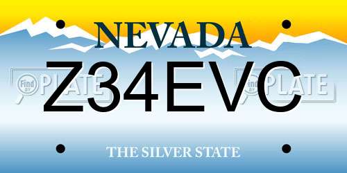 Z34EVC Nevada License Plate