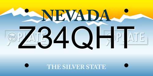 Z34QHT Nevada License Plate
