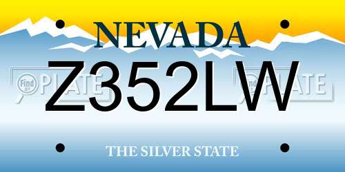 Z352LW Nevada License Plate