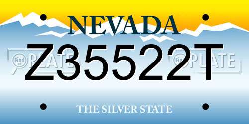 Z35522T Nevada License Plate