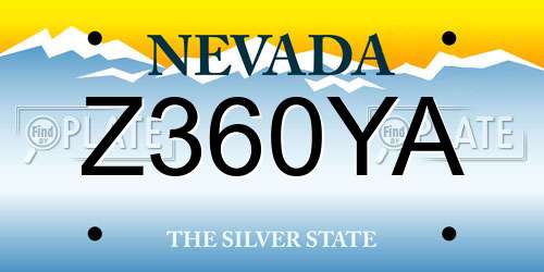 Z360YA Nevada License Plate