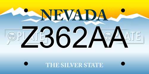 Z362AA Nevada License Plate