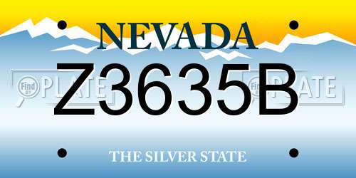 Z3635B Nevada License Plate