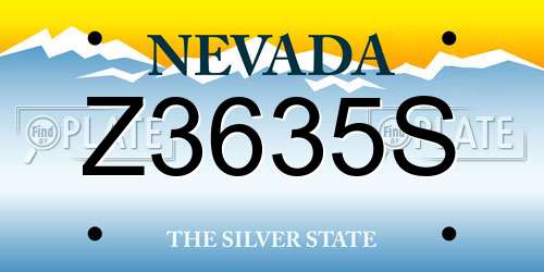 Z3635S Nevada License Plate
