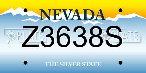 Z3638S Nevada License Plate