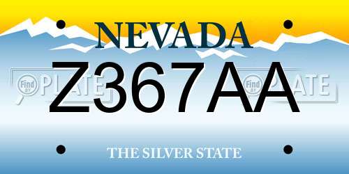Z367AA Nevada License Plate