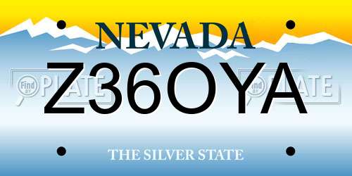 Z36OYA Nevada License Plate