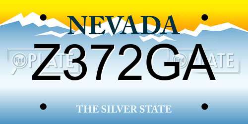 Z372GA Nevada License Plate