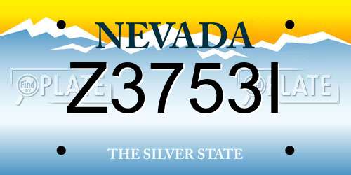 Z3753I Nevada License Plate