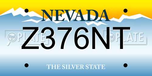 Z376NT Nevada License Plate