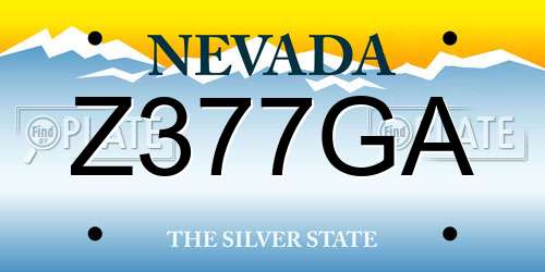 Z377GA Nevada License Plate