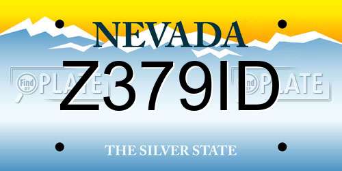 Z379ID Nevada License Plate