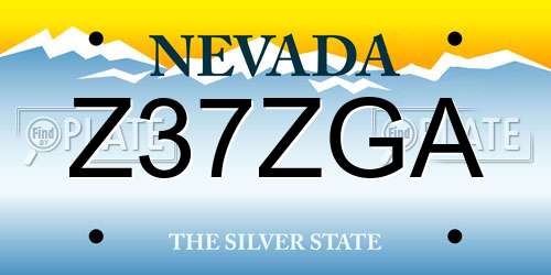 Z37ZGA Nevada License Plate