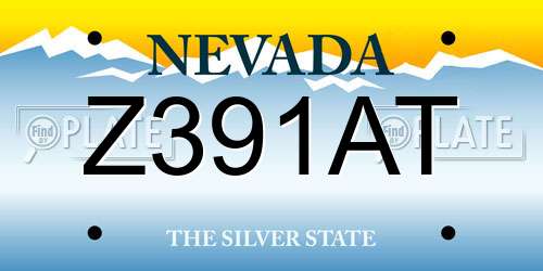 Z391AT Nevada License Plate