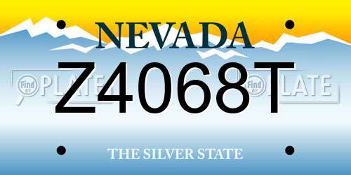 Z4068T Nevada License Plate