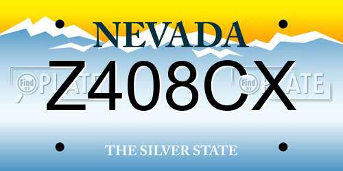 Z408CX Nevada License Plate