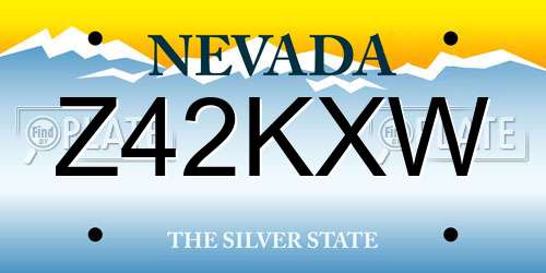 Z42KXW Nevada License Plate