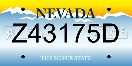 Z43175D Nevada License Plate